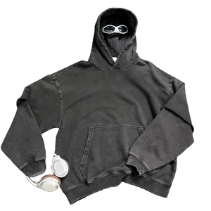 Sudadera con Capucha Personalizada, Estilo Urbano, Lavada, Corte Holgado, 430GSM, 100% Algodón Felpa, Gruesa, Otoño, Hombre - Product Image 1