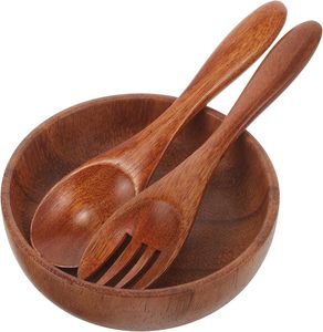 Económico, pulido, ecológico, moderno, hecho a mano, tazón de ensalada de madera con base plana y unión de madera para ensaladas, sopas y aperitivos. - Product Image 3