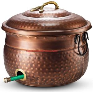 Pot décoratif de support de stockage de tuyau d'arrosage de fantaisie avec le tuyau d'eau extérieur en métal martelé bleu antique au prix de gros - Product Image 2