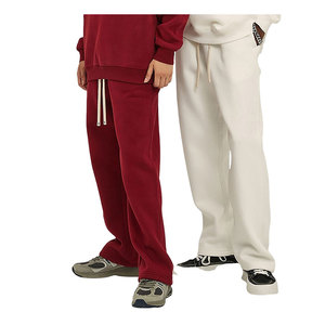 2025 Winter New Thick Straight Tube 100% Cotton Fleece Oversize Fit Sports Casual Pants <b>Men's</b> Sweatpants - Product Image 1