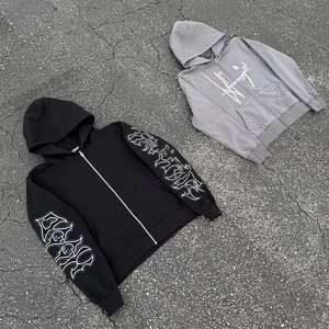 OEM Men's Custom Screen Printed Washed <b>Rhinestone</b> Hoodie Set <b>rhinestone</b> Flared Stacked Tracksuit Sweat suit for Winter - Product Image 6