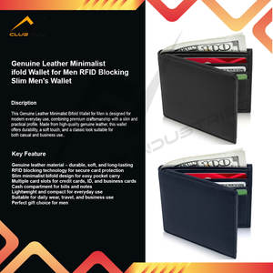 Genuine Leather Minimalist Bifold <b>Wallet</b> for <b>Men</b>-Durable RFID Blocking <b>Slim</b> Design with Customizable Color & Logo - Product Image 6