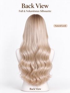 Natural Blonde Fiber Hair <b>Wig</b> Long Wavy Human Hair <b>Wig</b> Breathable Cap Soft Silky Texture for Daily Wear - Product Image 4