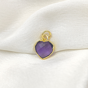 Vente en gros de pendentif à breloque en forme de cœur en améthyste de 10mm en argent sterling galvanisé bijoux unisexes à la mode fournisseur en vrac bijoux à bricoler soi-même - Product Image 3