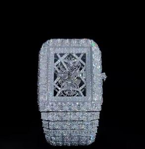 นาฬิกาเพชรสีขาว VVS Moissanite สุดหรูนาฬิกาข้อมือเคลื่อนไหวอัตโนมัติแบบพังสำหรับแฟนนาฬิกาฮิปฮอปเย็น - Product Image 1