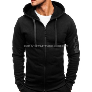 2025 Conjunto de pantalones de chándal y sudaderas con capucha de peso pesado para hombre, Jogger negro, manga larga, conjuntos de chándal con cremallera lisa, artículo de gran oferta de alta calidad - Product Image 6