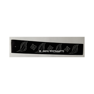 Soporte para Varillas de Incienso de Piedra Natural Negra, Forma Rectangular Larga, Diseño de Hojas Hecho a Mano, Acabado Pulido, Ideal para Regalos - Product Image 1