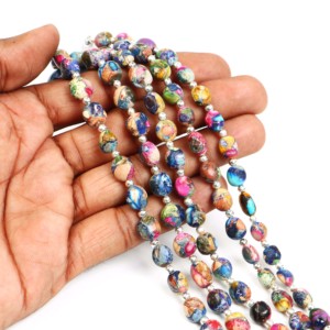 Cuentas de turquesa Mohave arcoíris lisas, tipo pepita, piedras preciosas sueltas para la fabricación de joyas, del fabricante. - Product Image 2