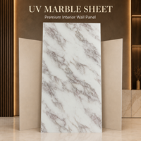 Lembaran Marmer UV MORLENX Putih Beige Rose, Panel Dinding Dekoratif PVC High Gloss untuk Interior Rumah dan Hotel Modern