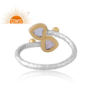 Diseño hecho a mano plata esterlina Topacio azul natural y anillo de piedras preciosas de cuarzo rosa diseño personalizado fabricante de joyas - Product Image 2