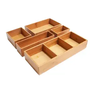 Traditional solid wood kitchen utensils drawer organizer adjustable flatware kitchen cutlery tray table ware drawer organizer