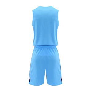 Conjunto de Camiseta de Baloncesto Azul Claro para Hombre, Sin Mangas, Cuello en V, Poliéster que Absorbe la Humedad, Uniforme Personalizado con Nombre de Equipo, Talla Grande - Product Image 4