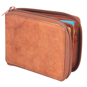 Dompet kulit ritsleting pemblokir RFID dengan lapisan poliester desain panjang pendek - Product Image 4