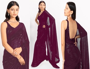 Traditional Design <strong>New</strong> Beautiful Sequence <strong>Saree</strong> with Blouse Banglori Fancy Silk Sari for Women for Parties Indian Fashion <strong>Dress</strong>