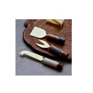 Acacia Wooden Round Handle <b>Cheese</b> Cutting Knife Superlative Quality Gold Blade <b>Cheese</b> <b>Set</b> Available at Affordable Market Price - Product Image 6