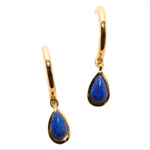 Boucles <span class=keywords><strong>d</strong></span>'oreilles en argent sterling S925 plaqué <span class=keywords><strong>or</strong></span> 14 carats avec <span class=keywords><strong>lapis</strong></span>-<span class=keywords><strong>lazuli</strong></span>, bijoux <span class=keywords><strong>d</strong></span>élicats minimalistes ajustables, fabrication sur mesure OEM ODM - Product Image 1