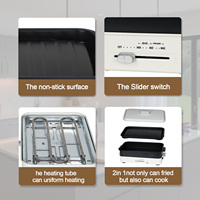Casserole Électrique Détachable 2-en-1 avec Gril 5L 1500W, Appareil de Cuisson Intérieur Multifonctionnel pour BBQ, Shabu Shabu, Cuisson à la Vapeur et Ébullition Domestique