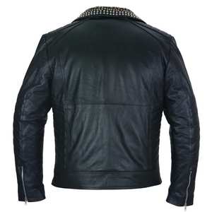 Chaqueta de moda para mujer, cortavientos, de cuero y lona, transpirable, ecológica, sólida, para otoño e invierno, con remaches, rellena de algodón, de punto, de alta calidad. - Product Image 3