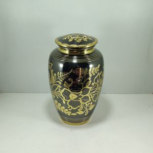 Urna de cremación de Metal para adultos, fabricante y distribuidor de urna de cremación funeraria con acabado dorado y blanco personalizado, nuevo diseño - Product Image 2
