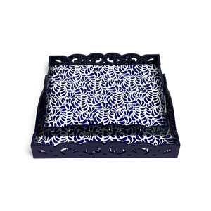 Plateau décoratif en laque florale, fait à la main, motif floral, pour la présentation sur table, le service et la décoration de la maison, en provenance du Vietnam - Product Image 1