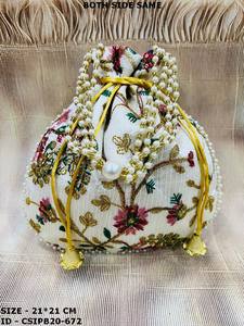 Indian Handcrafted Embroidered Evening <b>Bag</b> Potli Batua Clutch <b>for</b> <b>Weddings</b> and Special Celebrations! - Product Image 3