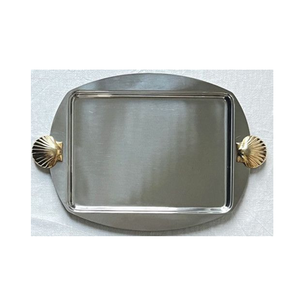 Plateau de service moderne en acier inoxydable à 6 compartiments avec poignée en acier pour les ustensiles de cuisine et les restaurants - Product Image 5