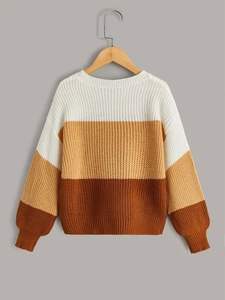 Chandails pour garçons personnalisables de haute qualité hiver nouveau Design couleur bloquée épaissie à manches longues col rond chandails décontractés tricotés - Product Image 5