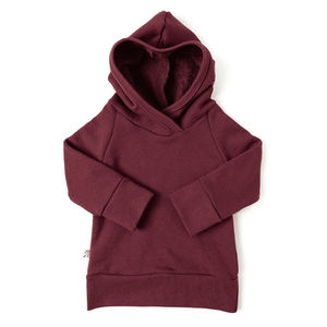 เสื้อกันหนาวสำหรับเด็กผู้ชายมีฮู้ดสำหรับเด็กผ้าฟลีซฟองน้ำสีแดงเข้มมีซิปกระเป๋าผ้าคอตตอนออร์แกนิคปักกระดุมกระเป๋าระบายอากาศได้ดี - Product Image 1