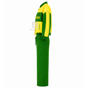 Conjunto deportivo transpirable personalizado de Chi Eta Phi Sorority con logotipo bordado en la parte delantera, conjunto de forro polar de manga larga verde y amarillo para mujer - Product Image 3