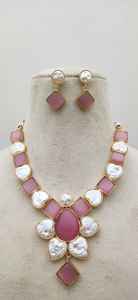 Patrón moderno Madre Latón Perla Artesanía Piedra Collar Conjunto Diseño personalizable Latón pesado Joyería de moda Producto a granel - Product Image 4