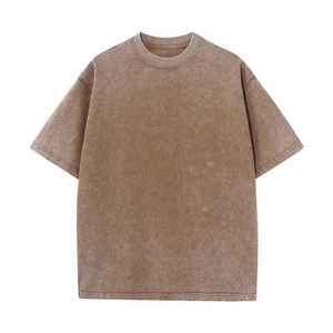 เสื้อยืดคอกลมผ้าฝ้ายฟอกกรดสำหรับผู้ชายเสื้อโอเวอร์ไซส์ซักได้สำหรับ100% - Product Image 3