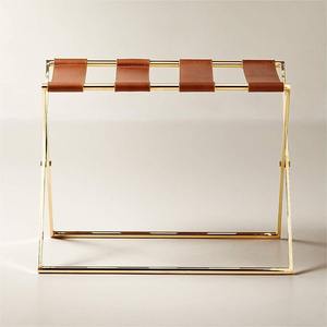 Portaequipajes moderno de metal de color dorado con acabado elegante, perfecto para hoteles elegantes e interiores de casas contemporáneas - Product Image 2