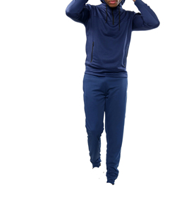 OEM ชุดวอร์มเล่นกีฬาที่เป็นมิตรกับสิ่งแวดล้อมของผู้ชายชุดซิปแบบมีฮู้ด2ชิ้นดีไซน์ใหม่แบบหนาสำหรับเล่นกีฬา - Product Image 2