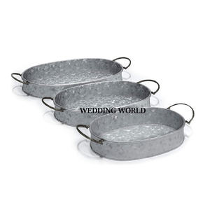 Bandeja de servicio galvanizada, forma redonda, hecha a mano, superventas, diseñador, artículos de boda de lujo, mesa, venta al por mayor, bandeja de servicio de Metal - Product Image 4