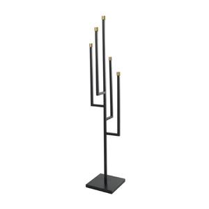 Modern <b>Black</b> Metal Geometric Candelabra Floor Standing Taper <b>Candle</b> <b>Holder</b> with Gold Accents Home Hotel and Event Decoration - Product Image 3