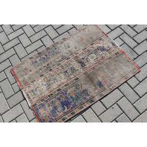 Alfombra de 2.5x3.37 pies, Alfombra Turca Vintage, Alfombra Floral Azul y Roja - Product Image 2