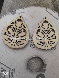 Juego de pendientes de madera de corte láser elegantes de moda para mujer, joyería de moda, pendiente de aro de Falak World Export - Product Image 5