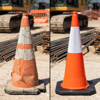 Cône de signalisation routière géant en HDPE de 40 pouces (100 cm), robuste, réfléchissant prismatique haute intensité, certifié CE, pour la sécurité routière