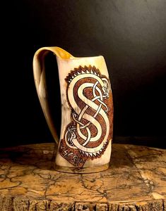 WORLD personalizado hecho a mano Natural vikingo tallado bebiendo cuerno cerveza y taza de café para restaurantes de hotel en casa de - Product Image 3