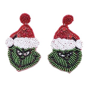 Pendientes colgantes con cuentas de santa verde, zapatillas - Product Image 1