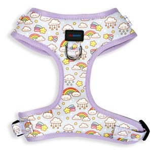 귀여운 카와이 무지개와 구름 조정 가능한 개 하네스 파스텔 퍼플 라벤더 애완 동물 하네스 <span class=keywords><strong>XXS</strong></span> 대형 개와 고양이 - Product Image 3