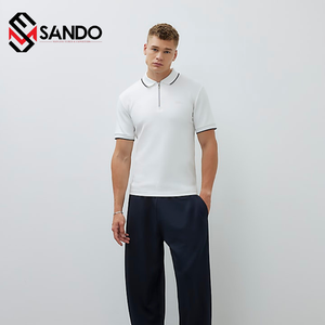 Camisetas de hombre de diseño personalizado de alta calidad para verano tela de punto transpirable con patrón de letras impresas solapa de Golf transpirable - Product Image 1