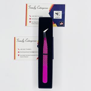 Pinzas para Pestañas Somofy Enterprises de Acero Inoxidable en Forma de L, Color Rosa Transparente, Duraderas, de 10 mm - Product Image 1
