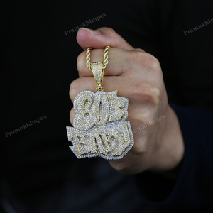 Luxury Fully Iced S925 Sterling Silver Two Tone Moissanite Gold Plated 80's BABY <b>Letter</b> Customized Pendant for Him for Parties - Product Image 6