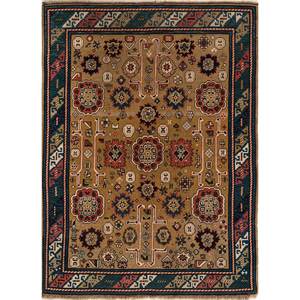 พรมขนสัตว์ถักมือสีเบจและสีน้ำตาลลายเรขาคณิต สำหรับตกแต่งห้องโถง ห้องนั่งเล่น บ้าน พรมขนาดใหญ่ รุ่น PAEM-1372 ใช้ในรถยนต์ได้ - Product Image 1