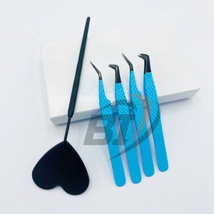 Herramienta de belleza profesional Pinzas de pestañas de acero inoxidable sostenibles Punta de plasma azul negro Extensiones de pestañas Tipo de volumen puntiagudo - Product Image 6
