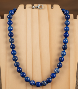 Haute qualité 18 pouces argent 925 collier pour femmes eau douce Lapis Lazuli pierre perles nouées à la main Design Style à la mode - Product Image 1