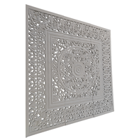 Décoration murale en bois sculpté Mandala Smart Art, mobilier de chambre en bois d'ingénierie, style Boho côtier, tête de lit blanchie à la chaux, lot de 3