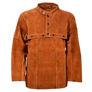 Chaqueta de soldadura de cuero Ropa de trabajo resistente al fuego Chaqueta de soldadura de cuero hecha con cuero de vaca fuerte. - Product Image 1