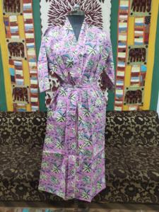 Hermoso Kimono Floral de algodón Bloque de mano Impreso Bata larga Mujer Bata de algodón ligero Albornoz Ropa de dormir - Product Image 3